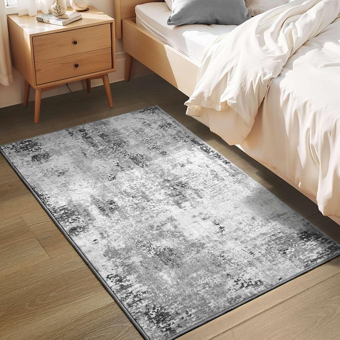 Entrance Rugs Indoor 2x3 Grey Entry Rug Washable Abstract Small Area Rug - Image 7