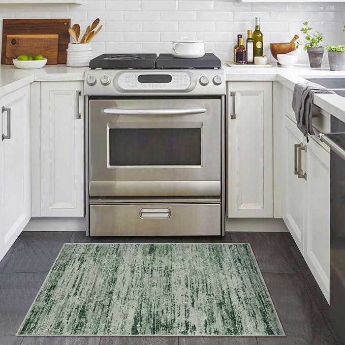 Lansny Modern Abstract Entryway Rug Indoor 2x3 Washable Rug Non-Slip Soft Small - Image 2
