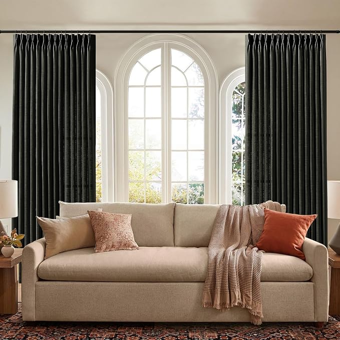 IVAPUPU Black Pinch Pleated Curtains 96 Inches Long - Image 7