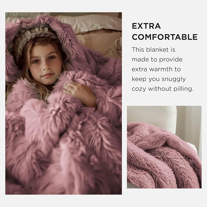 Bedsure GentleSoft Fuzzy Sherpa Faux Fur Twin Blanket Dusty Pink Cozy Gifts - Image 3