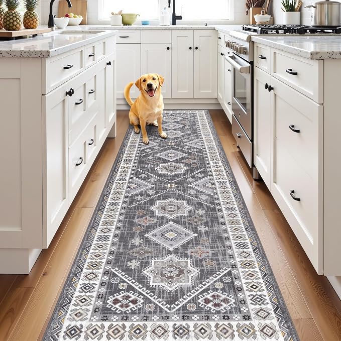 HEBE Washable Kitchen Rugs Runner 2'x 8', Non Slip Hallway Runner Rug, Low Pile by HEBE