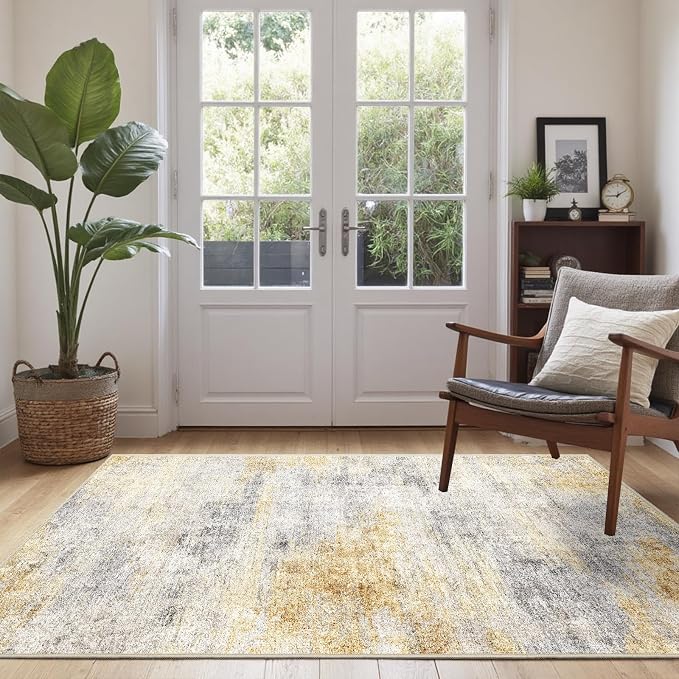 3x5 Washable Entryway Area Rug: Modern Abstract Small Runner Rug Indoor Soft - Image 7