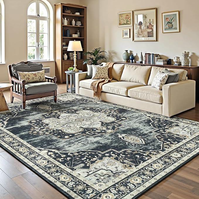 Lofus 5x7 Washable Area Rug, Vintage Floral Rugs - Image 2