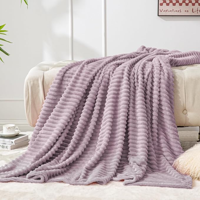 BEDELITE Fleece Blanket Twin Size – 3D Ribbed Jacquard Soft and Warm Decorative - Image 7