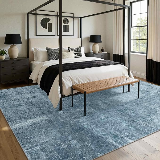 Latte&Fog 10x14 Area Rug for Living Room, Extra Large Blue Modern Abstract - Image 4