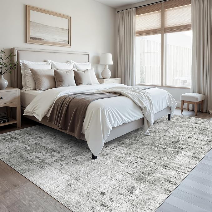 Abstract Rug 8x10 Large Living Room Rugs Neutral Modern Washable Area Rugs - Image 3