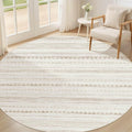 Nakagishi Round Rug Boho Area Rugs: 6x6 Washable Large Circle Neutral Soft by NakagishiAreaRug