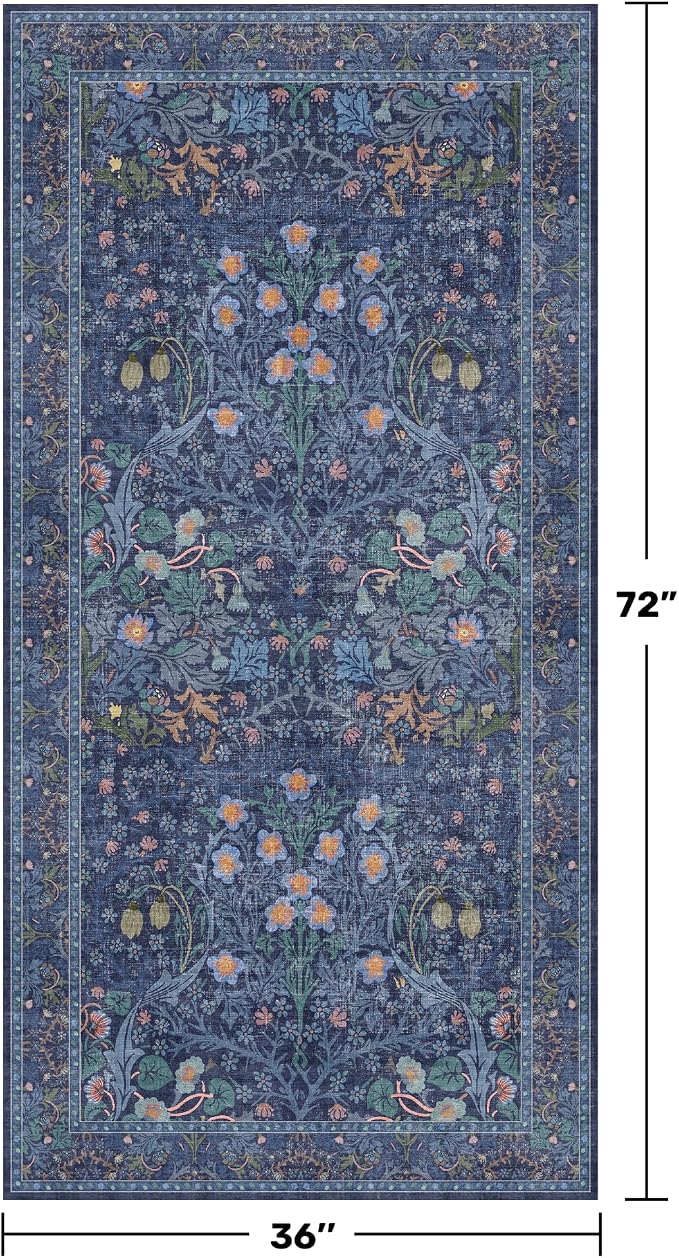 Vintage Dark Blue 3x6 Area Rugs - Image 2