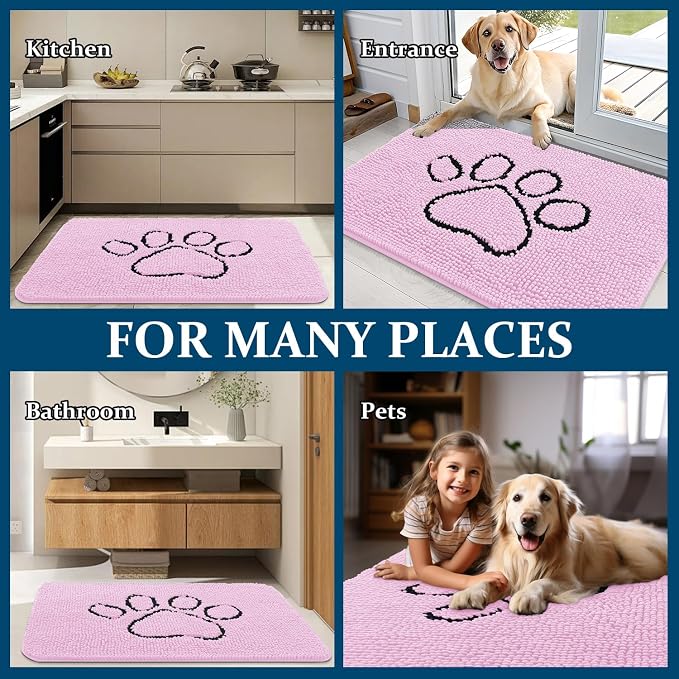 OLANLY Dog Door Mat for Muddy Paws 30x20, Paw Print Design, Absorbs Moisture - Image 8