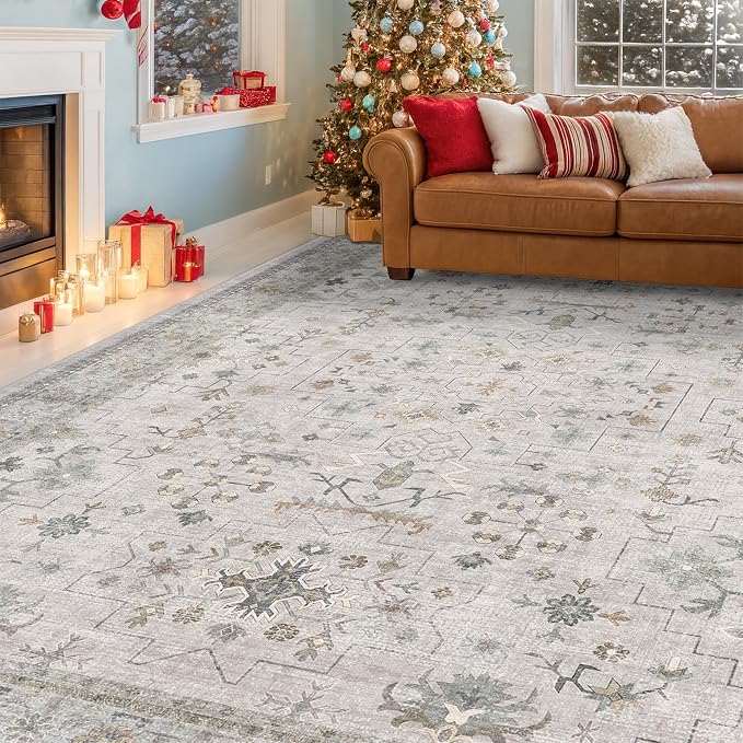 Hazo Haus Boho Light Grey Living Room Rug 6x9 - Image 9