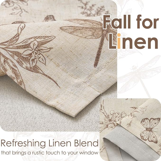 jinchan Floral Curtain Valance for Windows 16 Inch Linen Valance for Kitchen - Image 3