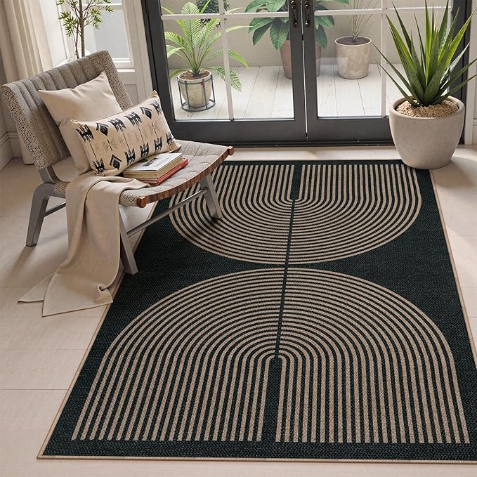 Lahome Modern Rainbow Easy Jute 4x6 Rug, Outdoor Patio Rug by Lahome