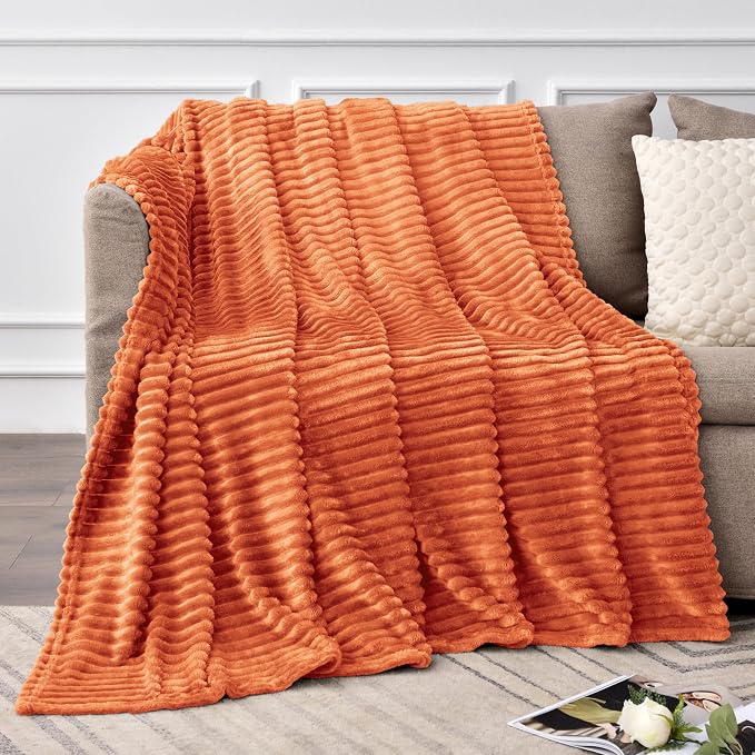 BEDELITE Fleece Blanket Twin Size – 3D Ribbed Jacquard Soft and Warm Decorative - Image 2