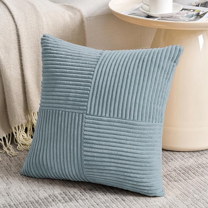 Fancy Homi Set of 2 Light Blue Samll Decorative Throw Pillow Covers 12x12 Inch - Image 2