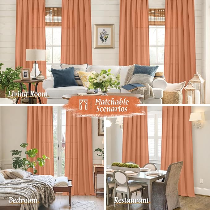 LAMIT Terracotta Linen Curtains 72 inches Long - Image 6