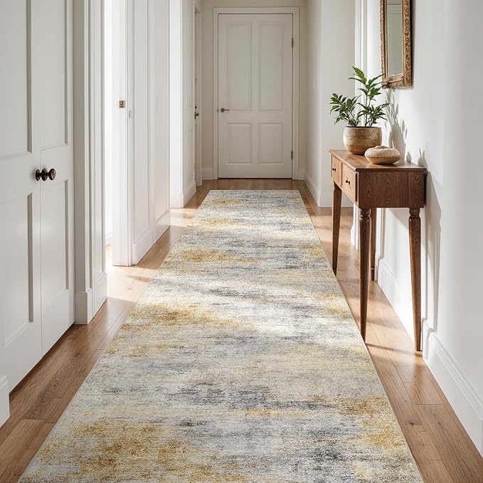 2'6''x12' Washable Kitchen Runner Rug: Modern Abstract Runners - Image 8