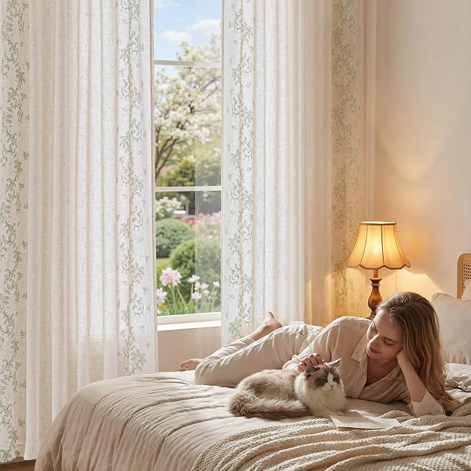 jinchan Evelyn Embroidered Linen Curtains - Image 6