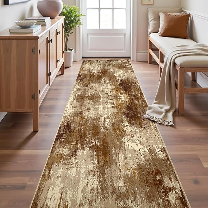 Washable Area Rugs 2'x10' Non-Slip Modern Abstract Soft by RELEANY