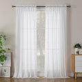 Simplebrand Semi Sheer White Curtains 90 Inches Long 2 Panels, Light Filtering by Simplebrand