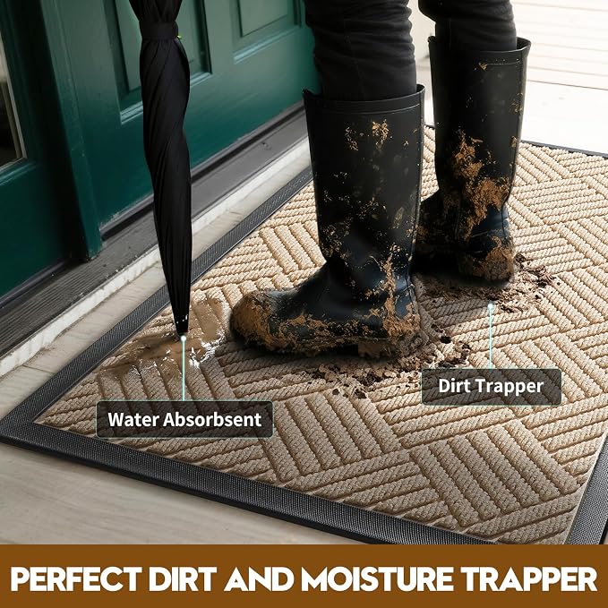 Front Door Mat, Heavy Duty Waterproof Doormat 35.5"x24", Stain Fade Resistant - Image 3