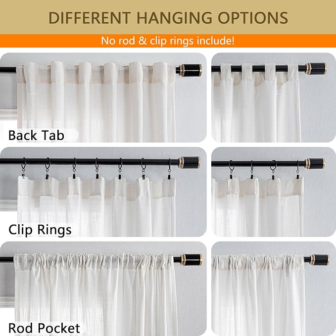 MYSKY HOME 90 Inch Natural Curtains - Image 2