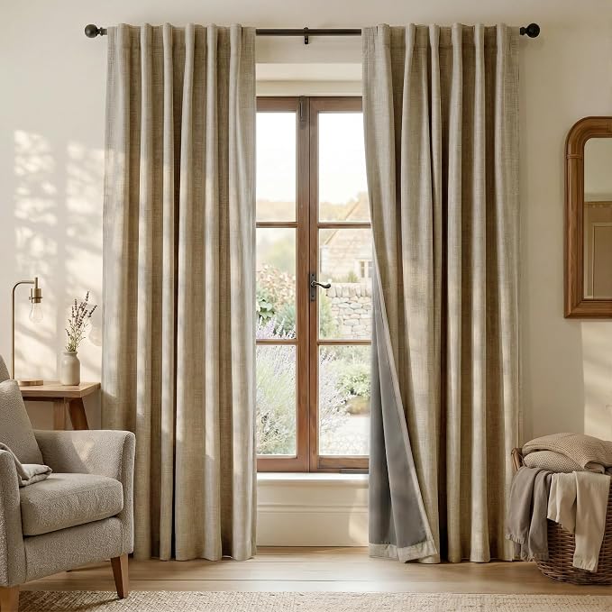 RYB HOME Linen Textured 100% Blackout Curtains by RYBHOME