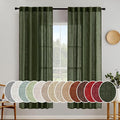 MIULEE Olive Green Linen Curtains 72 Inch Length 2 Panels by MIULEE