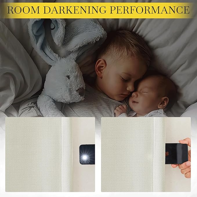 NICETOWN Thick Faux Linen Bedroom Curtains 108 inches Long, Room Darkening Dual - Image 4