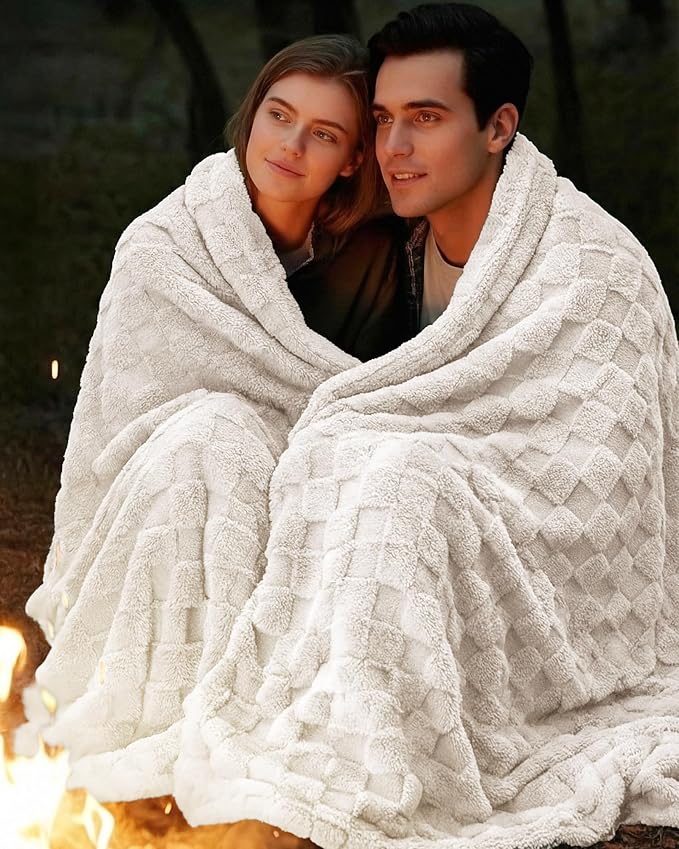 Utopia Bedding Linen Checkered Fleece Throw Blanket - Image 6