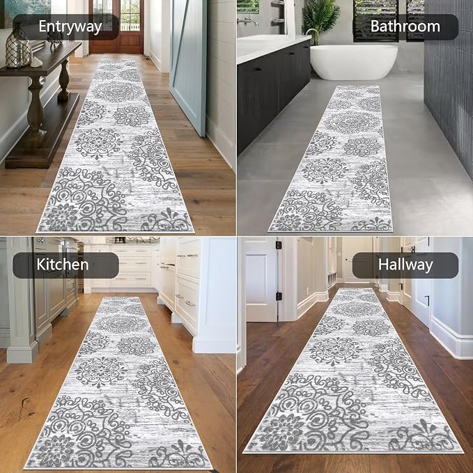 HEBE Hallway Runner Rug 2'8''x12' Washable Vintage Distressed Area Rugs Non - Image 5