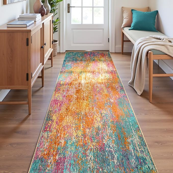 Washable Area Rugs 2'x6' Non-Slip Modern Abstract Soft - Image 4
