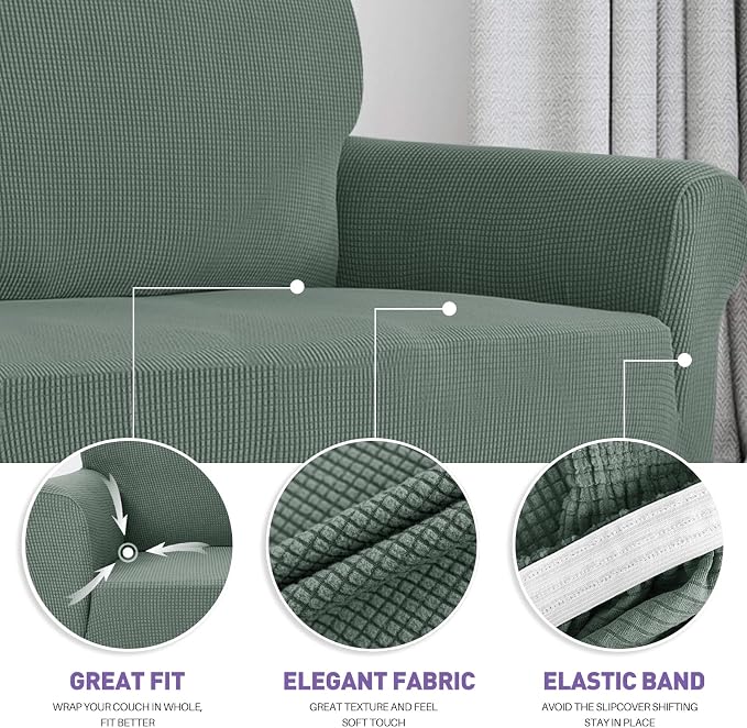ZNSAYOTX Super Stretch Couch Cover Love Seat Sofa Covers - Image 3