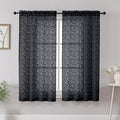 Chyhomenyc Black Short Curtains 45 Inch Length 2 Panels, Light Filtering Leaf by Chyhomenyc