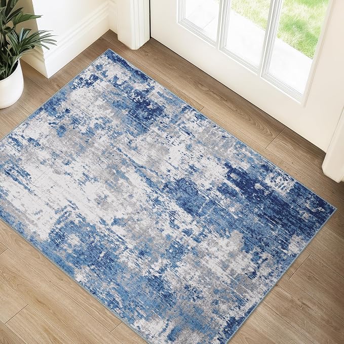 Washable Area Rugs 2'x3' Non-Slip Modern Abstract Soft by RELEANY