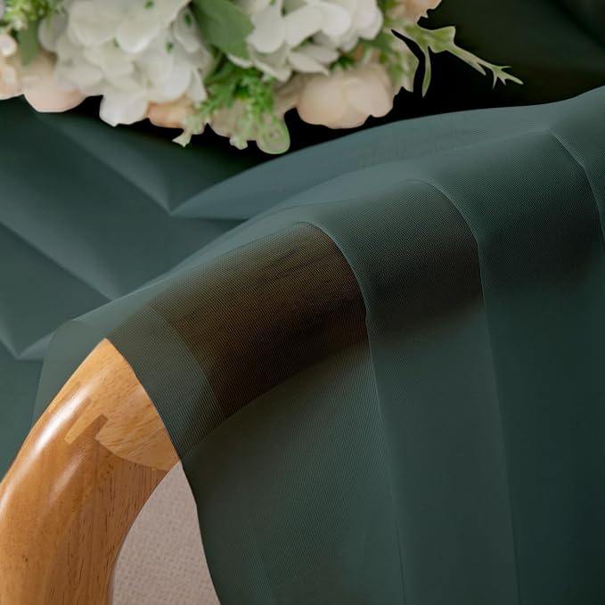 OWENIE Green Sheer Curtains 54 Inch Length 2 Panels Set - Image 3