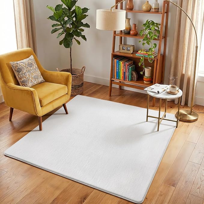 Amearea 4x4 Square Area Rugs for Bedroom Living Room, Modern White Thickened by AmeareaDirect