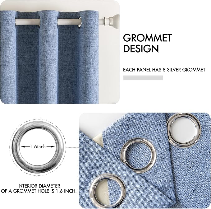 MIULEE Linen Blackout Curtains and Drapes 100% Room Darkening Thermal Insulated - Image 4