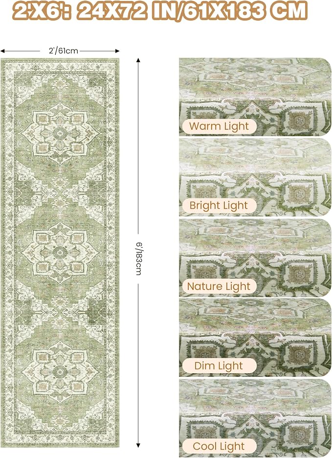 Runner Rug 2x6, Non Slip Washable Rugs - Image 3