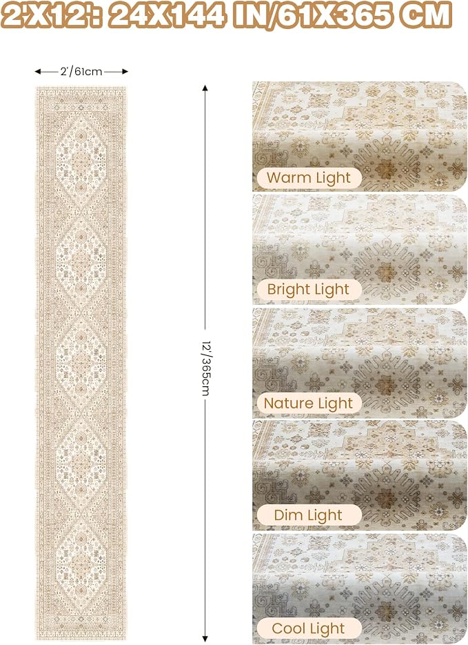 Hallway Runner Rug 2x12, Extra Long Washable Runner Rugs - Image 2