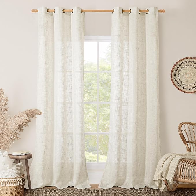 LAMIT Linen Sheer Curtains 84 Inches Long by LAMIT