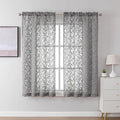 Lecloud Leia Charcoal Grey Sheer Curtains 45 Inch Length 2 Panels, Elegant by Lecloud