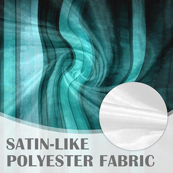 Emvency 2 Pack Valances Window Treatments, Teal Striped Abstract Glass Texture - Image 4