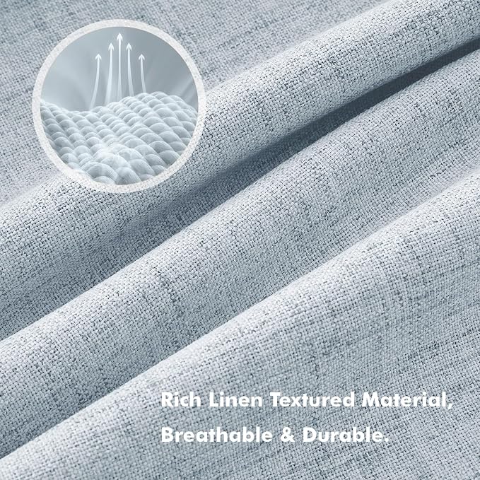 MIULEE 100% Blackout Linen Curtains 42 x 84 Inch Chambray Blue 2 Panels | - Image 3