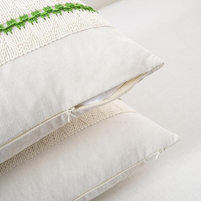 Fancy Homi Set of 1 Boho Lime Green Lumbar Decorative Throw Pillow Cover 12x20 - Image 3