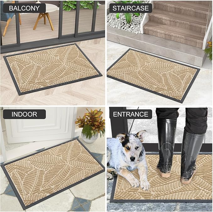 Colorxy Waterproof Doormat, Sturdy Natural Rubber Front Indoor Mat, Non Slip - Image 6