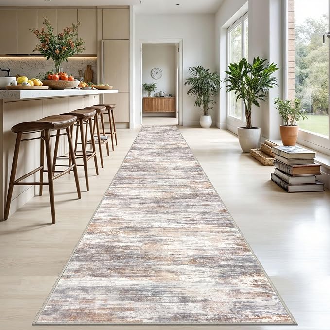 KOZYFLY Modern Abstract Washable Long Runner Rug 2.6x20 Hallway Rug Runner - Image 3