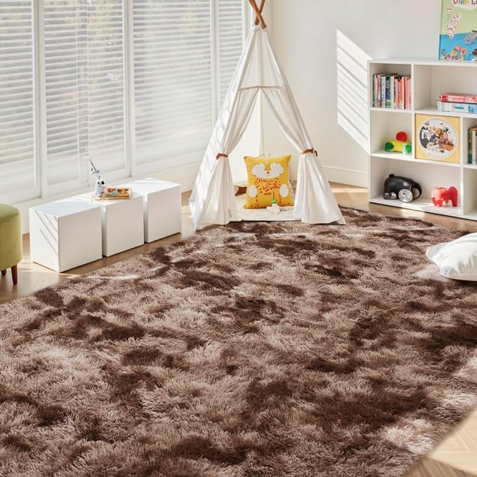 6x9 Ft Large Shag Brown Area Rug - Image 3