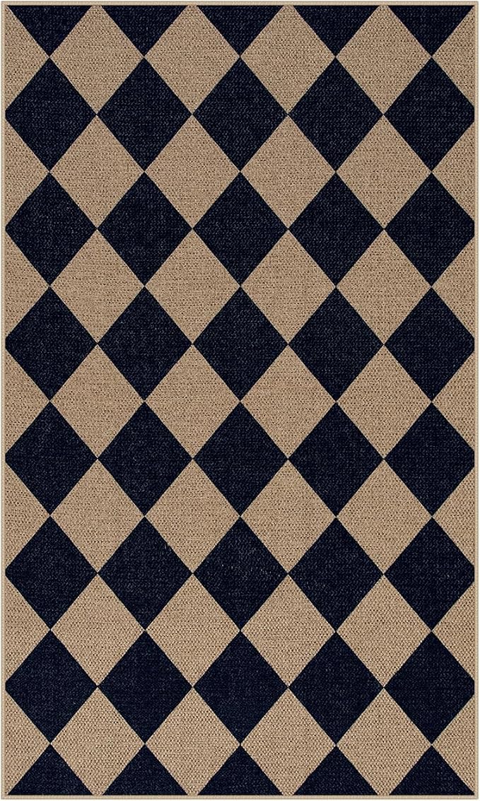 Lahome Colette Checkered Easy Jute Entry Rug, 3x5 Black Outdoor Patio Rug - Image 7