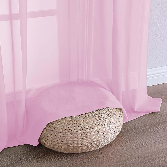 OVZME Light Pink Sheer Curtains 72 Inches Long 2 Panels Set, Light Filtering - Image 5