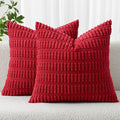 MIULEE Pack of 2 Red Corduroy Decorative Pillow Covers 18x18 Inch Soft Boho by MIULEE